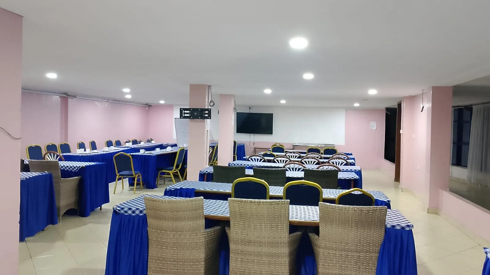 The conference room at Generis Hotel, set up for a meeting
